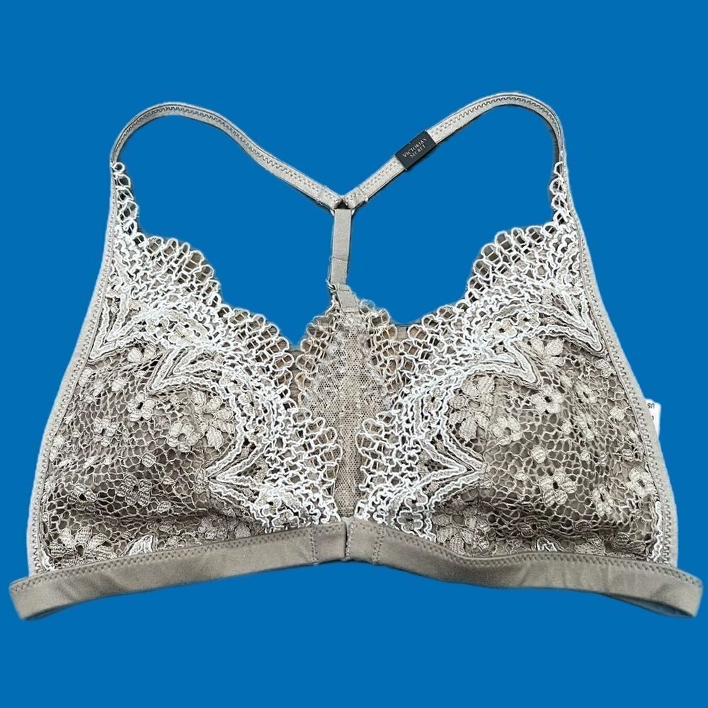 Victorias Secret Body Crochet Lace Lined - Removable Padding bralette bra tan S